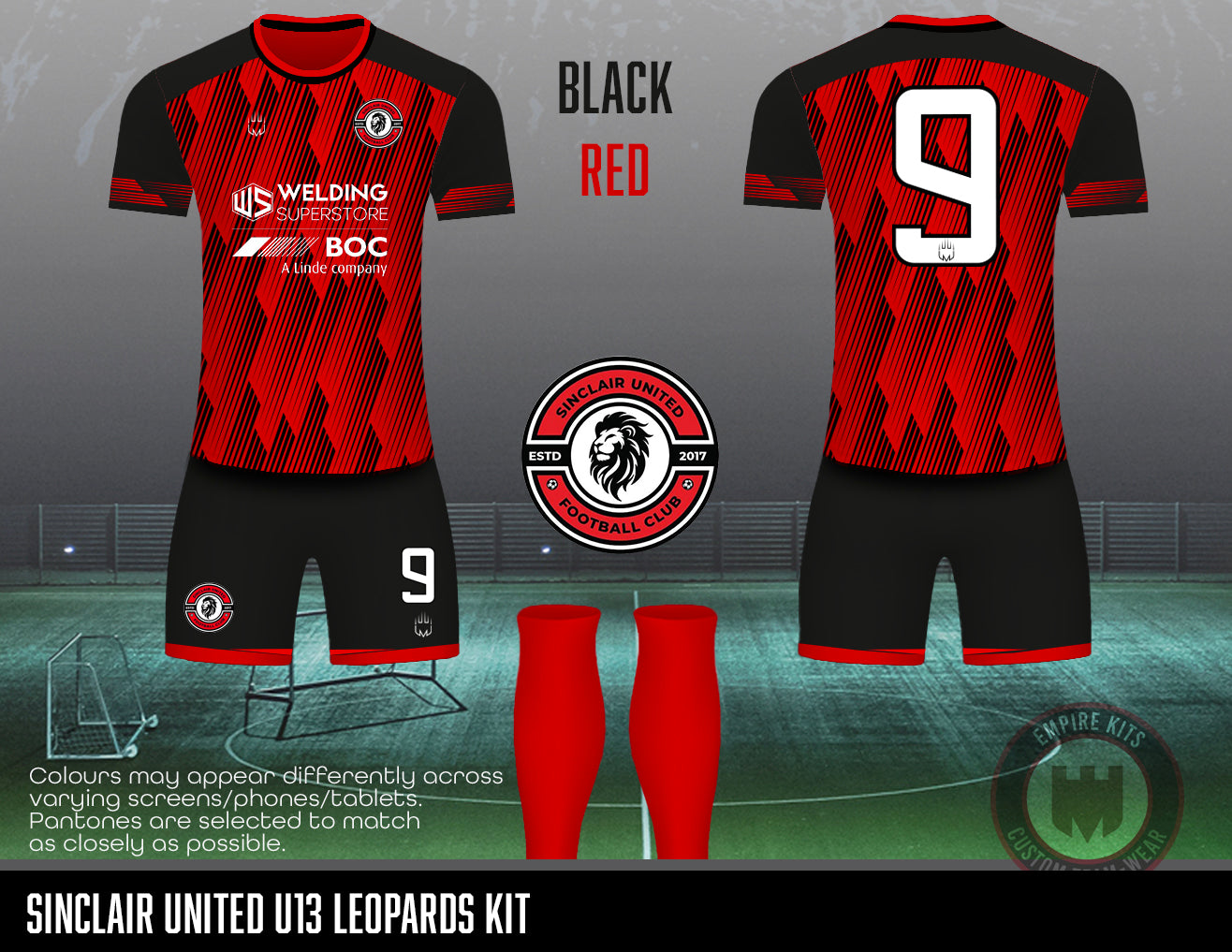 Sinclair United FC - Home Kit (U13 Leopards -red)