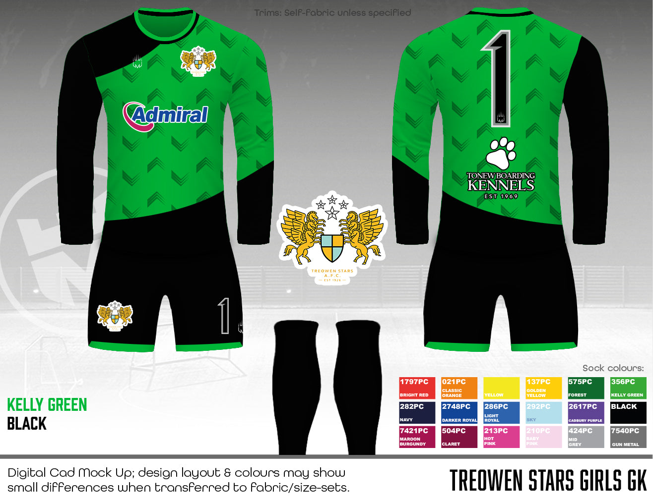 Treowen Stars Girls - Green GK kit (fabric A)