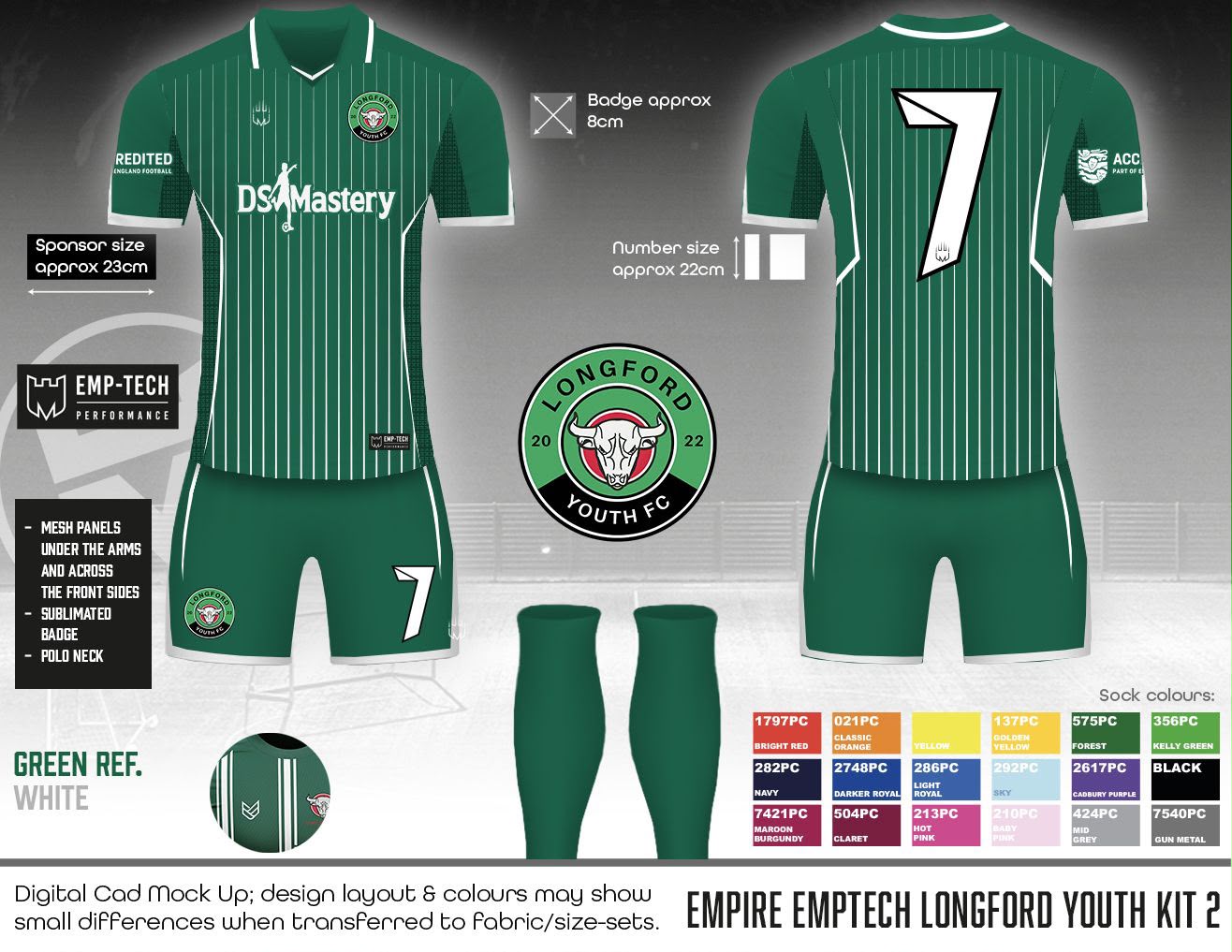 Longford Youth Fc - outfield kit (DS Mastery)