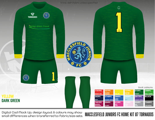 Macclesfield Juniors Fc Kit (Fabric A- Gold Green Travels)